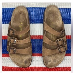 🥳 Birkenstock Florida Leather Mocha Brown Suede Slip-On Sandals Women’s Size 7
